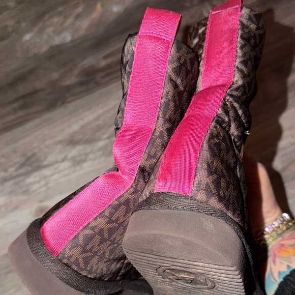 Michael Kors Stark Logo Slip-On Boots Brown & Pink Size 8 - Picture 3 of 5